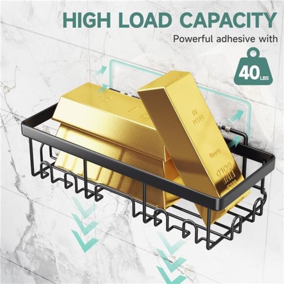 Adhesive Shower Caddy 6 Pack, Large Capacity Bathroom Organizers - Picture 5 of 7